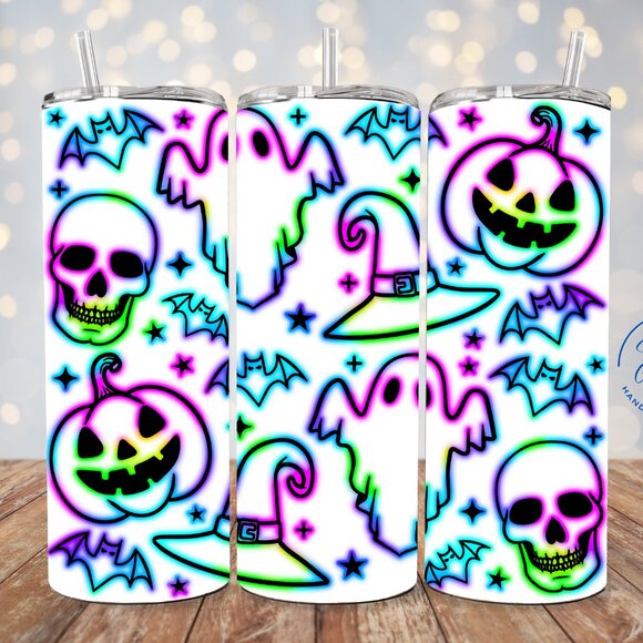 Neon Halloween Tumbler, Glow In The Dark Tumbler, Neon Spooky Cup - Picture 1 of 7